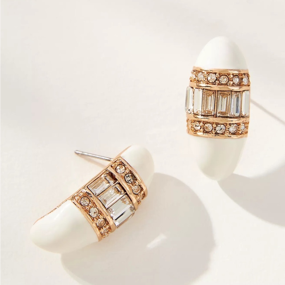 NWT Vintage Crystal Band Post Earrings By Anthropologie
